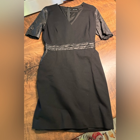 The Kooples Hopla Italian Lamb Leather Trimmed Sheath Wrap Dress - Picture 3 of 16